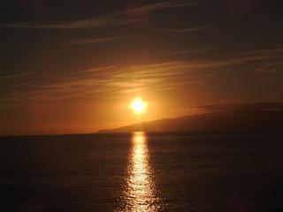 sun setting over the sea