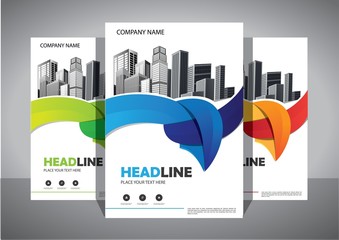 Business abstract vector template. Brochure design, cover modern layout, annual report, poster, flyer in A4 with colorful triangles, geometric shapes for tech, science, market with light background