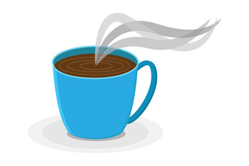 Taza azul con chocolate.