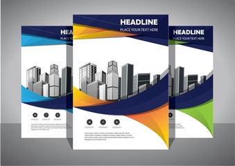 Business abstract vector template. Brochure design, cover modern layout, annual report, poster, flyer in A4 with colorful triangles, geometric shapes for tech, science, market with light background