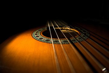 Classic guitar with black background
