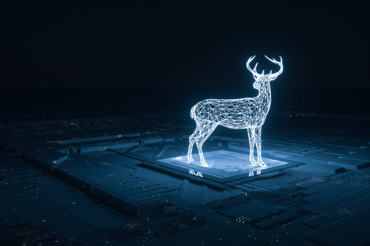 3d rendering, deer with lines