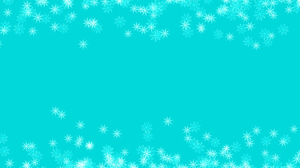Abstract background with a variety of colorful snowflakes. Big and small.