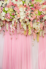 mix beautiful flowers background for wedding ceremony