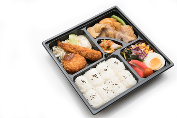 japanese cuisine. lunch box set on the background
