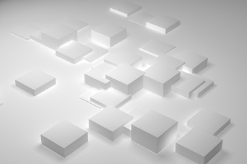 3d rendering, White boxes background