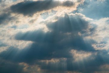 Sun rays through clouds like an dramatic explosion