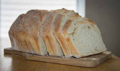 loaf of bread sliced partially