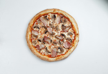various pizza on white background