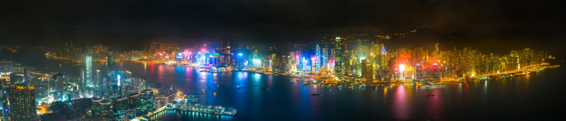 Fototapeta na wymiar Hong Kong skyline view from Sky 100 observation deck, Panorama