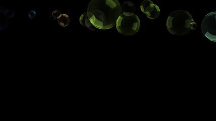 Background with a variety of multi-colored translucent soap bubbles.