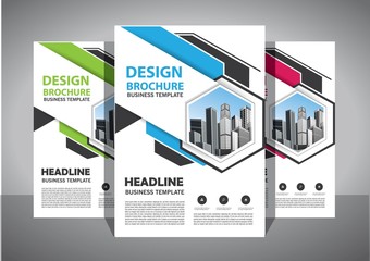 Business abstract vector template. Brochure design, cover modern layout, annual report, poster, flyer in A4 with colorful triangles, geometric shapes for tech, science, market with light background