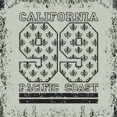 T-shirt California, California sports, athletics Typography