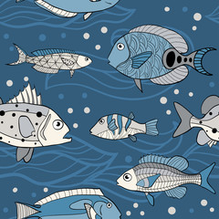 Vector Sea seamless pattern