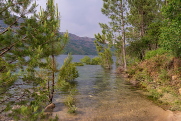 Homen river in Peneda-Gerês National Park, Portugal. Portuguese mountains in Geres.