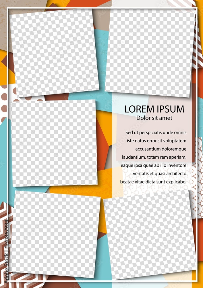 Wall mural template for photo collage in modern style. frames for clipping masks is in the vector file. templat