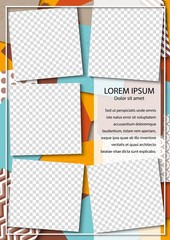 Template for photo collage in modern style. Frames for clipping masks is in the vector file. Template for a photo album with square shapes frames
