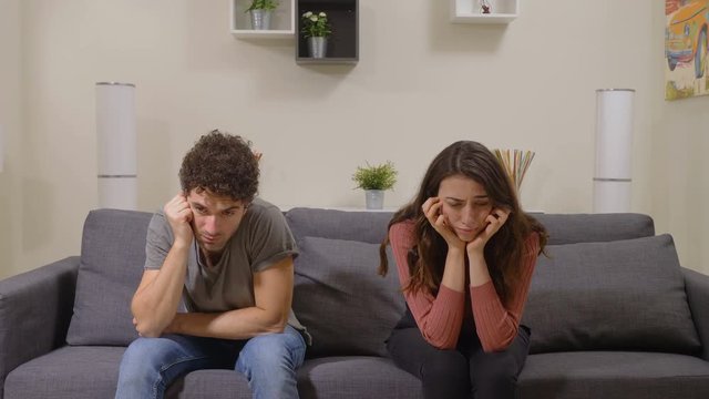 couple lack of communication.sad and silent couple on the sofa