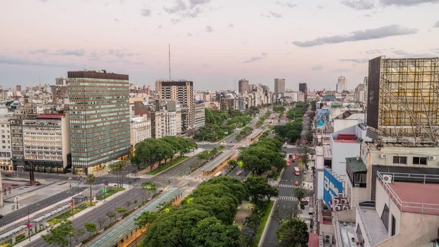 9 de Julio, Buenos Aires, Argentina, Sunrise Timelapse Video of Street