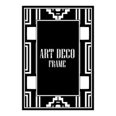 Obraz premium Vintage retro style invitation in Art Deco. Art deco golden border and frame. Creative template in style of 1920s. Vector illustration. EPS 10