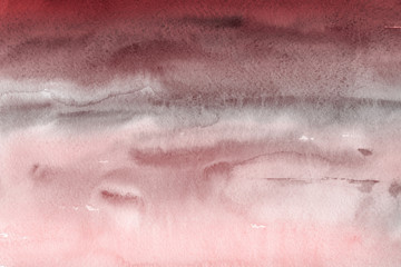 Red ink and watercolor textures on white paper background. Paint leaks and ombre effects. Hand painted abstract image.