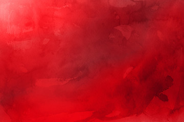 Red ink and watercolor textures on white paper background. Paint leaks and ombre effects. Hand painted abstract image.