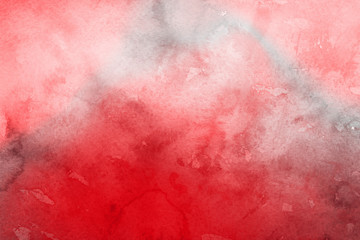 Red ink and watercolor textures on white paper background. Paint leaks and ombre effects. Hand painted abstract image.