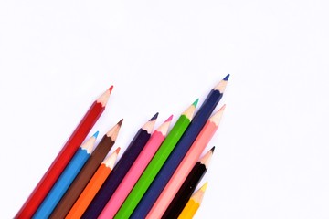 Close-Up Colored Pencils With A White Background