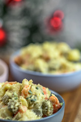 Traditional Polish vegetable salad made of boiled vegetables with egg.
