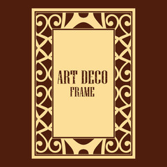 Vector geometric frame in Art Deco style. Rectangle vector abstract element for design.