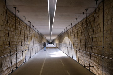 long corridor in the center