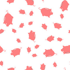 Seamless pattern of coins and piggy banks.