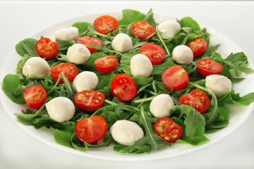 fresh salad with tomatoes and cucumbers