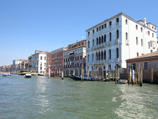 20.06.2017, Venice, Italy: View of historic buildings and canals from gondola