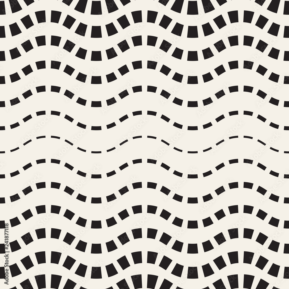 Aufkleber Abstract wavy monochrome background. Vector seamless geometric pattern. Transition texture with waves.