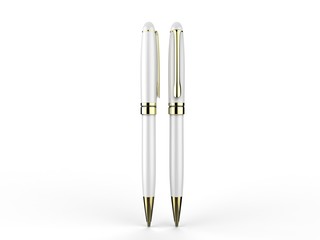 Blank metal pen isolated on white background for branding. 3d render illustration.