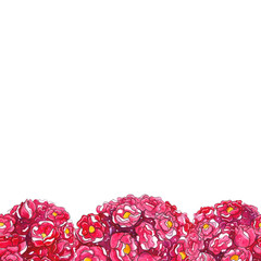 Watercolor hand drawn romantic template of flowers.