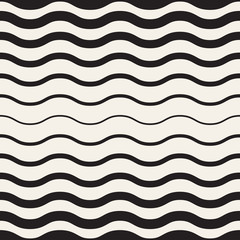 Abstract wavy monochrome background. Vector seamless geometric pattern. Transition texture with waves.