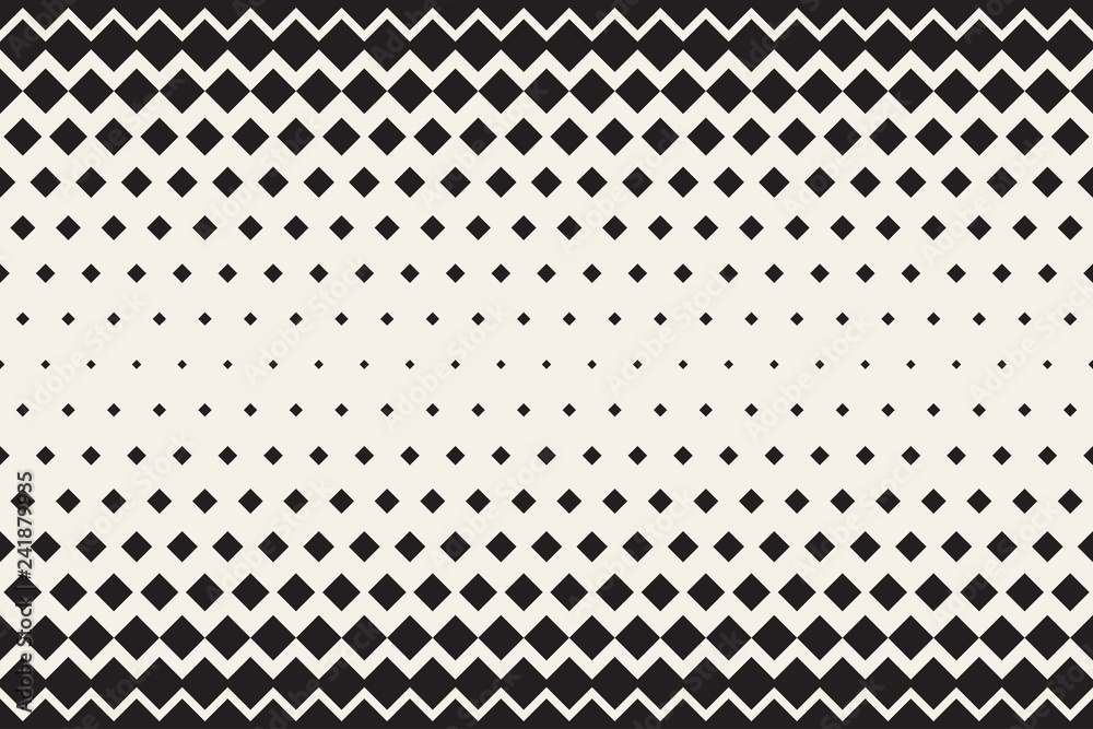 Poster Abstract horizontal monochrome background. Vector seamless geometric pattern. Transition texture with rectangles.