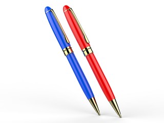 Blank metal pen isolated on white background for branding. 3d render illustration.