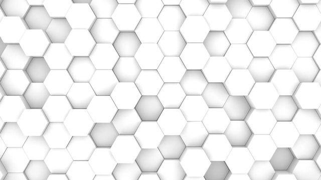 White And Silver Hexagon 3D Abstract Animation. Seamless Loop.