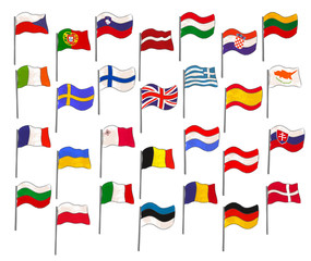 Set with EU Flags Made as Canvas with Handles