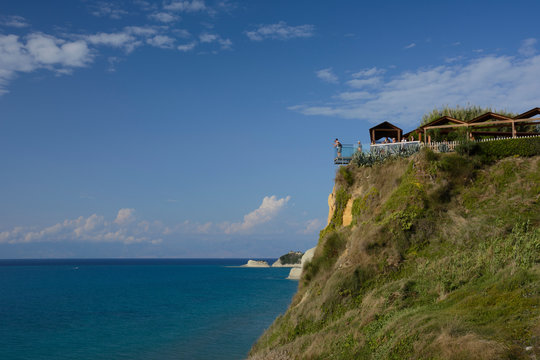 view from Logas Beach, Peroulades, Corfu (Greece, Ionian Islands)