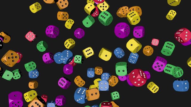 Rainbow Color Dice Collided, Animation on Black Background 4K