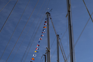 mast and rigging of ship,sky,blue,sailing,view,ship,steel