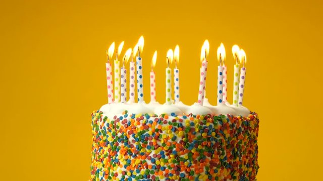 Cake with candles rotating