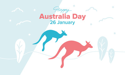 Happy Australia Day holiday background with kangaroo. Vector australian design for layouts