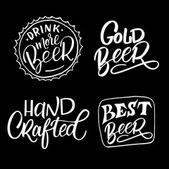  Beer related doodle illustrations. Clipart for Octoberfest or brewery label.