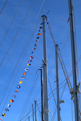 mast and rigging of cruise ship,sailing, steel, wires, pole,sail 