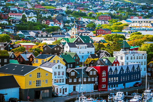 Torshavn old quarters with quayside buildings